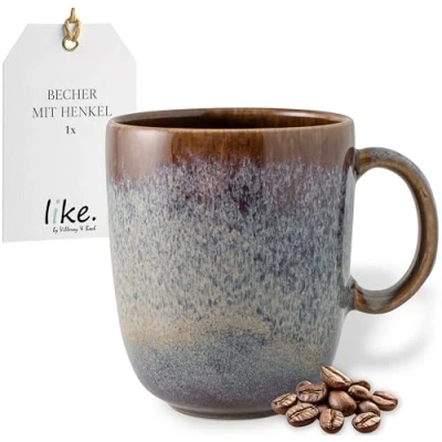 Imagen de Villeroy &amp; Boch taza con asa Lave beige, 400 ml, elegante de loza para todo el día, apta lavavajillas y microondas, 12,5X9X10,5CM
