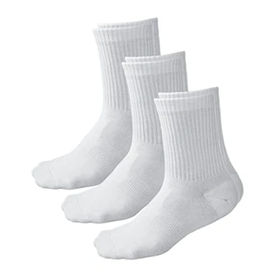Imagen de vitsocks Calcetines Deporte BAMBÚ Antiampollas Mujer (3 PARES) Tenis Skate Retro Crew, 3x blanco, 35 38