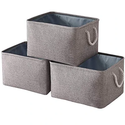 Imagen de Yawinhe Juego de 3 Cestas Almacenamiento Grande, Caja Plegable, Almacenaj Ropa, para Estantes, Armarios, 34x22x17cm, Gris, SNK004GM