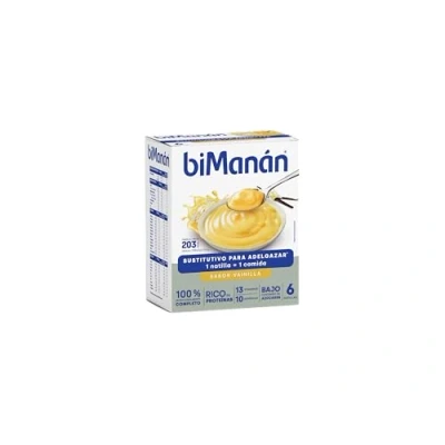Imagen de biManán beSLIM Natillas de Vainilla, Crema Sustitutiva Comidas para Adelgazar, Bajas en Calorías, Ayudan a Perder y Controlar el Peso, con Proteínas, Vitaminas Minerales 6 x 50 g: 300 g