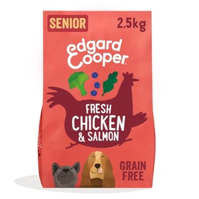 Imagen de Edgard &amp; Cooper Pienso para Perros Senior Mayores Comida Seca Natural Sin Cereales 2.5kg Salmon Pollo Fresco, Fácil de digerir, Alimentación Sana Sabrosa y Equilibrada