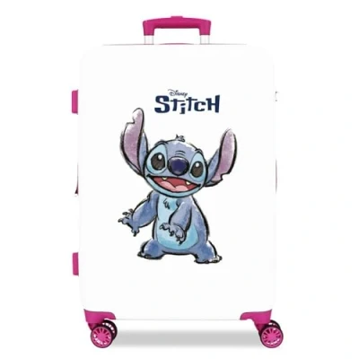 Imagen de Disney Adorable Stitch Maleta Mediana Blanco 46x65x23 cms Rígida ABS Cierre de combinación Lateral 56L 3 kgs 4 Ruedas Dobles