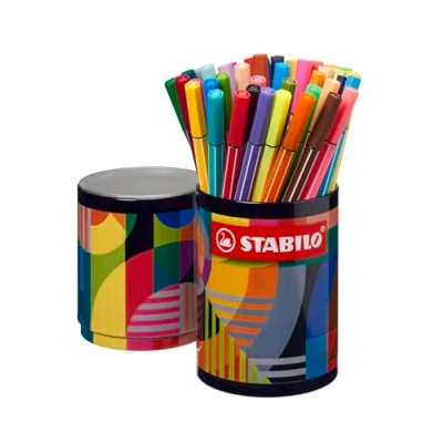 Imagen de Rotulador premium STABILO Pen 68 Pote de metal redondo ARTY con 45 colores