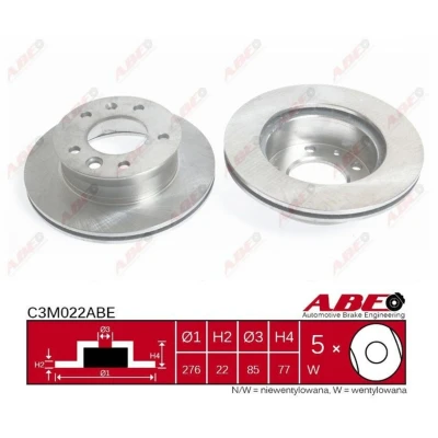 Imagen de ABE C3M022ABE Disco de freno Eje delantero 276 22 5 ventilado altamente carbonizado con tornillos MERCEDES BENZ: Sprinter 3 T Furgón