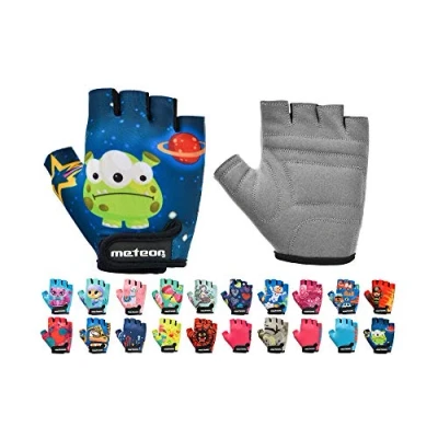 Imagen de Guantes Bicicleta MTB BMX Ciclismo Montaña Carretera Fitness Gimnasio Bici Escalada Senderismo y Otros Deportes Deportivos Sin Dedos para Mujer Hombre (JR M 7 7,5cm, Cosmic)