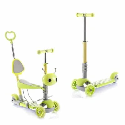 Imagen de InnovaGoods® Patinete niño Scuvol, multiposicion Ajustable, 3 años. niña con Asiento y Respaldo Ajustables, Ruedas LED (120mm), Cesta, reposapiés, Mango Freno.