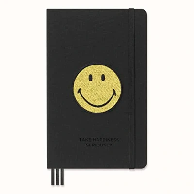 Imagen de Moleskine Agenda sin Fecha Positivity in Motion, Edición Limitada con Tapa Dura Smiley y Cierre Elástico, Tamaño Grande 13 x 21 cm, Color Negro