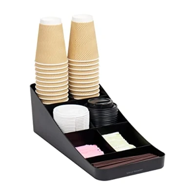 Imagen de Mind Reader COMP7 BLK Anchor Collection Organizador de mesa café y condimentos con 7 compartimentos, plástico, color negro