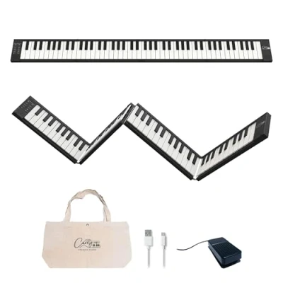 Imagen de Blackstar BA215010 Carry on FP 88 Piano digital plegable portátil con teclas táctiles, color blanco, portátil, plegable, controlador MIDI USB batería recargable