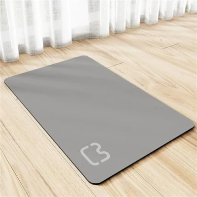 Imagen de Alfombrilla De Silicona para Comederos Perros Gatos Estera Comida Y Agua Antideslizante Impermeable Tapetes Comer Mascota Protege El Suelo Manchas Humedad (30x40 cm,Gris Claro)