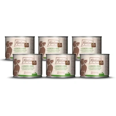 Imagen de MjAMjAM Comida húmeda Premium para Perros Puro Placer cárnico Deliciosa Carne de Vacuno Pura, Pack 6 (6 x 200 g), sin Cereales con Extra