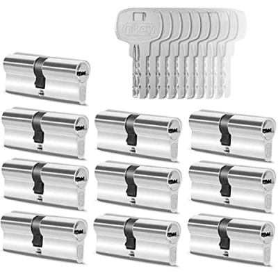 Imagen de GERCAR 10x cilindro de cerradura/cerradura barril para puerta 40/40 80 mm cerradura puerta/cilindro cierre uniforme con 50 llaves Longitud: A: 40 B: