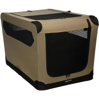Imagen de Amazon Basics Transportín para perros, blando, plegable, 91cm, jet