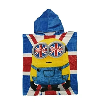 Imagen de Oficial Minions British Invasion King Bob Union Jack Poncho de toalla con capucha