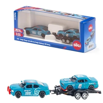 Imagen de siku 2565 Dodge Charger con coche deportivo Challenger SRT Racing, Puertas funcionales, 1:55, Metal/Plástico, Azul claro