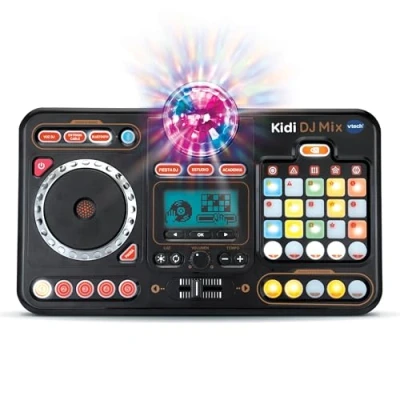 Imagen de VTech Kidi DJ Mix, Mesa de mezclas electrónica para niños 10 en 1, Bluetooth, Efectos sonido, Luces, Bola discoteca, Aprendizajes y juegos, Regalo +6 años, Versión ESP