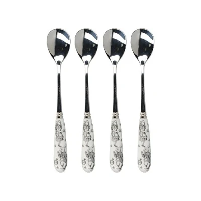 Imagen de V&amp;A Alicia en el País de las Maravillas Juego 4 Cucharas Té con Asas Porcelana, Acero Inoxidable Decorativas y Caja Regalo Lujo