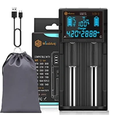 Imagen de Cargador de batería LCD 2 AA 18650 3,7 V 1,2 V, Pantalla Puede Mostrar la Capacidad, rápido A para baterías Iones Litio 26650 21700 18490 18350 17670 17500 16340 14500,