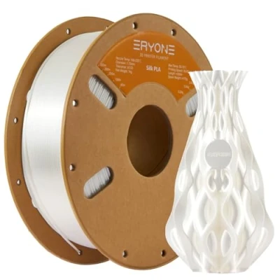 Imagen de Filamento de PLA seda ERYONE para impresora 3D, 1,75 mm, tolerancia: ± 0,03 1 kg (2,2 libras) / carrete, Blanco