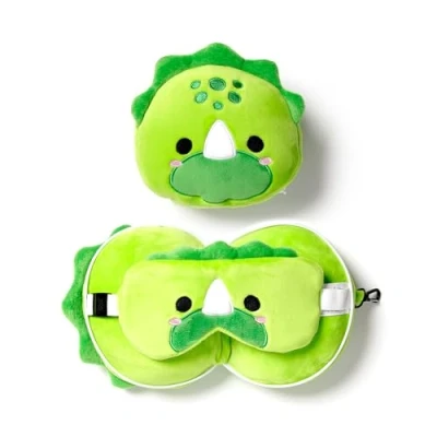 Imagen de Puckator Coussin de Voyage Relaxeazzz Peluché 2 en 1 Avec Masque Yeux Dinosaure Cojines, EPS (93% poliéster 7% Elastano, Multicolor, único