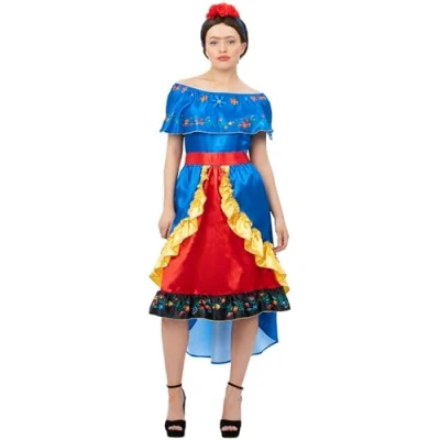 Imagen de Smiffys Disfraz de Frida lujo, damas, con vestido y diadema