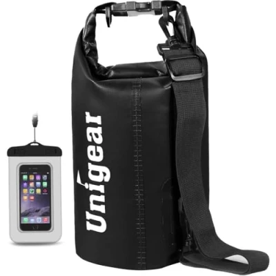 Imagen de Unigear Bolsa Impermeable de 2 L/5 L/10 L/20 L/30 L/40 L,Bolsa Estanca con Funda para teléfono y Correa Larga Ajustable, Barcos, Kayak, Pesca, Rafting, natación, Snowboard