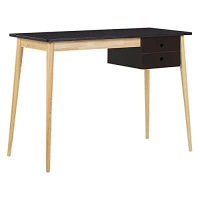Imagen de Beliani Escritorio para Oficina en casa Madera MDF Negra y Clara 106 x 48 cm con cajón Retro Ebeme