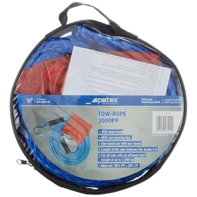 Imagen de Petex 43191805 84624 Cuerda de Remolque hasta 3000 kg, para caravanas, todoterrenos, quads, Coches