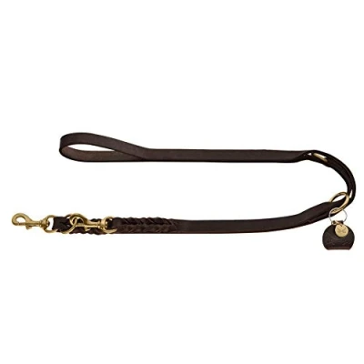 Imagen de HUNTER Sansibar Solid Correa Ajustable para Perro de Piel Trenzada Resistente y Elegante, 1,5 x 200 cm, Color marrón Oscuro