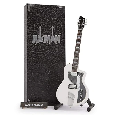 Imagen de David Bowie Supro Réplica de guitarra en miniatura doble tono Regalos musicales Escala ornamental hecha a mano 1/4