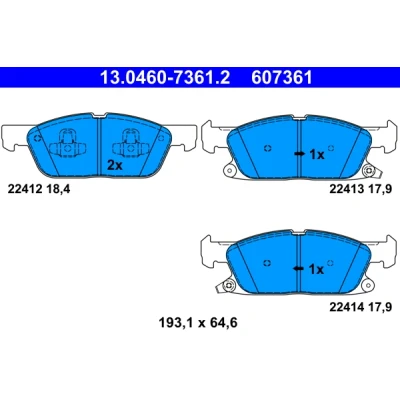Imagen de ATE 13.0460 7361.2 Juego de pastillas freno con avisador acústico desgaste FORD: Focus Mk4 Hatchback, Kuga Mk3, Turnier
