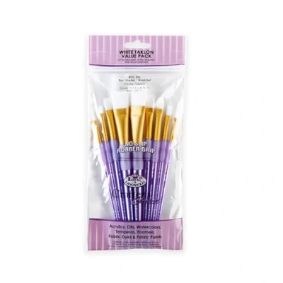 Imagen de Royal &amp; Langnickel RCC 306 Set de brochas planas taklon blanco, 9 piezas