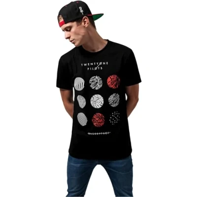 Imagen de MERCHCODE Twenty One Pilots Pattern Circles Tee, Camiseta Niños, Negro, L