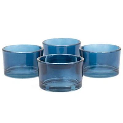 Imagen de Creativery Juego de 4 portavelas pequeñas cristal, 51 x 33 mm, color azul oscuro y marino 370