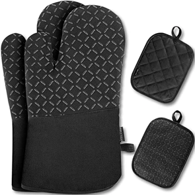 Imagen de MILcea Manoplas Horno, Juego de 2 Guantes Horno y agarraderas, Resistentes al Calor, para Hornear, cocinar Silicona
