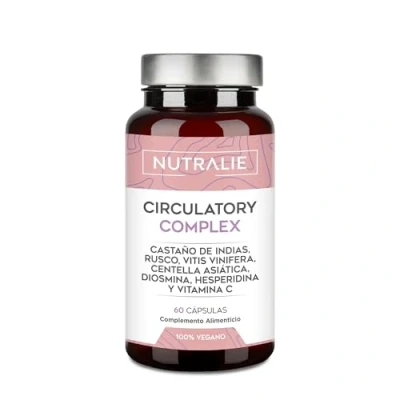 Imagen de Circulación Complex 1330mg Diosmina + Hesperidina Vid Roja Retención Líquidos y Piernas Cansadas Castaño Indias Rusco Centella Asiática Vitamina C 60 Cápsulas Nutralie