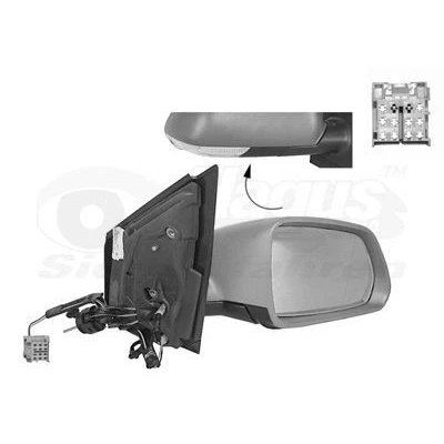 Imagen de espejo retrovisor Van Wezel 5828814 derecha imprimado completo, convexo, ajustable desde interior, Ajuste por cable