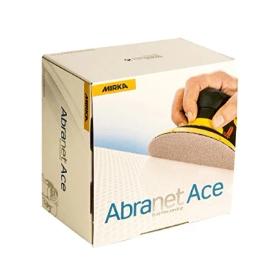 Imagen de Mirka Abranet Ace discos de lija red Ø 150mm Velcro / grano P600 50 uds Para todas las lijadoras rotorbitales Semi cerámica lijar superficies duras, madera, metal