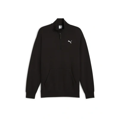 Imagen de Puma Wardrobe ESS Relaxed Rundhalsshirt MIT Halblangem Reissverschluss Sudadera, Hombre, Talla: Large, Black