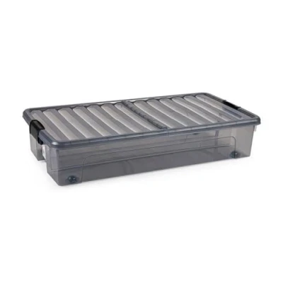 Imagen de AC Caja de Almacenamiento Modelo KLIP bajocama Fabricado en Plástico Capacidad 35 litros Cierre hermético y Tapa abatible 16 x 39,5 78 cm Color Antracita