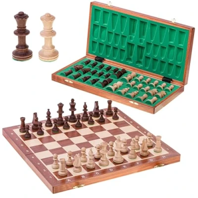 Imagen de Square Profesional ajedrez Torneo nº 5 Caoba + 2 x Dama Tablero de Madera Juego