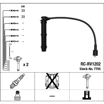 Imagen de NGK 7705 Juego de Cables Encendido 2 ROVER: 45 Hatchback, 25 Berlina, MG: MG ZR MGF Cabrio