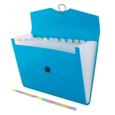 Imagen de D.RECT 5580 Carpeta de archivos extensible A4 Acordeón Clasificadora documentos con 12 Compartimentos Acordeon Azul