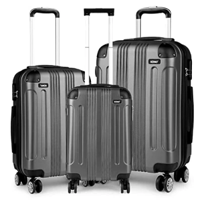 Imagen de Kono Juego Maletas de Viaje 3pzs Cabina Pequeña Mediana y Grande Rígidas ABS Trolley con Cerradura Combinación 4 Ruedas, 55/65/75 cm (Beige)