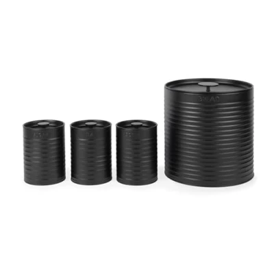 Imagen de Russell Hobbs RH03270EU7 Ribbed juego de encimera 4 piezas 3 recipientes almacenamiento cocina y panera, té, café azúcar, acero duradero, fácil limpiar, negro