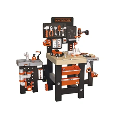 Imagen de Smoby Black &amp; Decker Mega Center, Muy Completo, Área de Mecánica, Fontanería y Carpintería, 100 Accesorios, Plegable (7600360726)