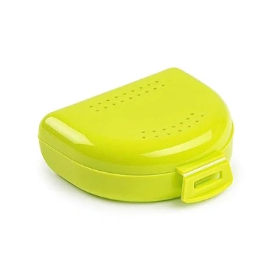 Imagen de Caja para aparato diente, mordida y dentadura Funda transpirable con orificios de ventilación Portátil, resistente fácil limpiar Porta dental plástico Verde lima