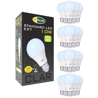 Imagen de CLAR Bombillas LED E27 Luz Fria, Bombilla Blanco Frio, 6500K, E27, LED, 10W (Pack 20)