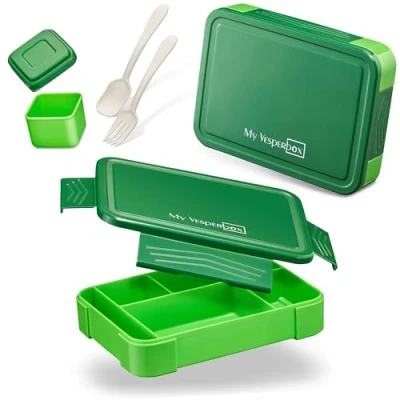 Imagen de My Vesperbox Lite Bento Box Niños Fiambrera Extremadamente resistente ideal para guardería y escuela (verde)