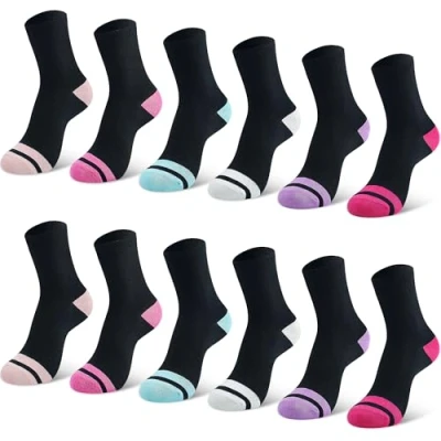 Imagen de Libella 12 Pares de calcetines infantiles para niños y niñas, deportivos fútbol, algodón, multicolor, macarrones 2889VA, 2890, 35 38